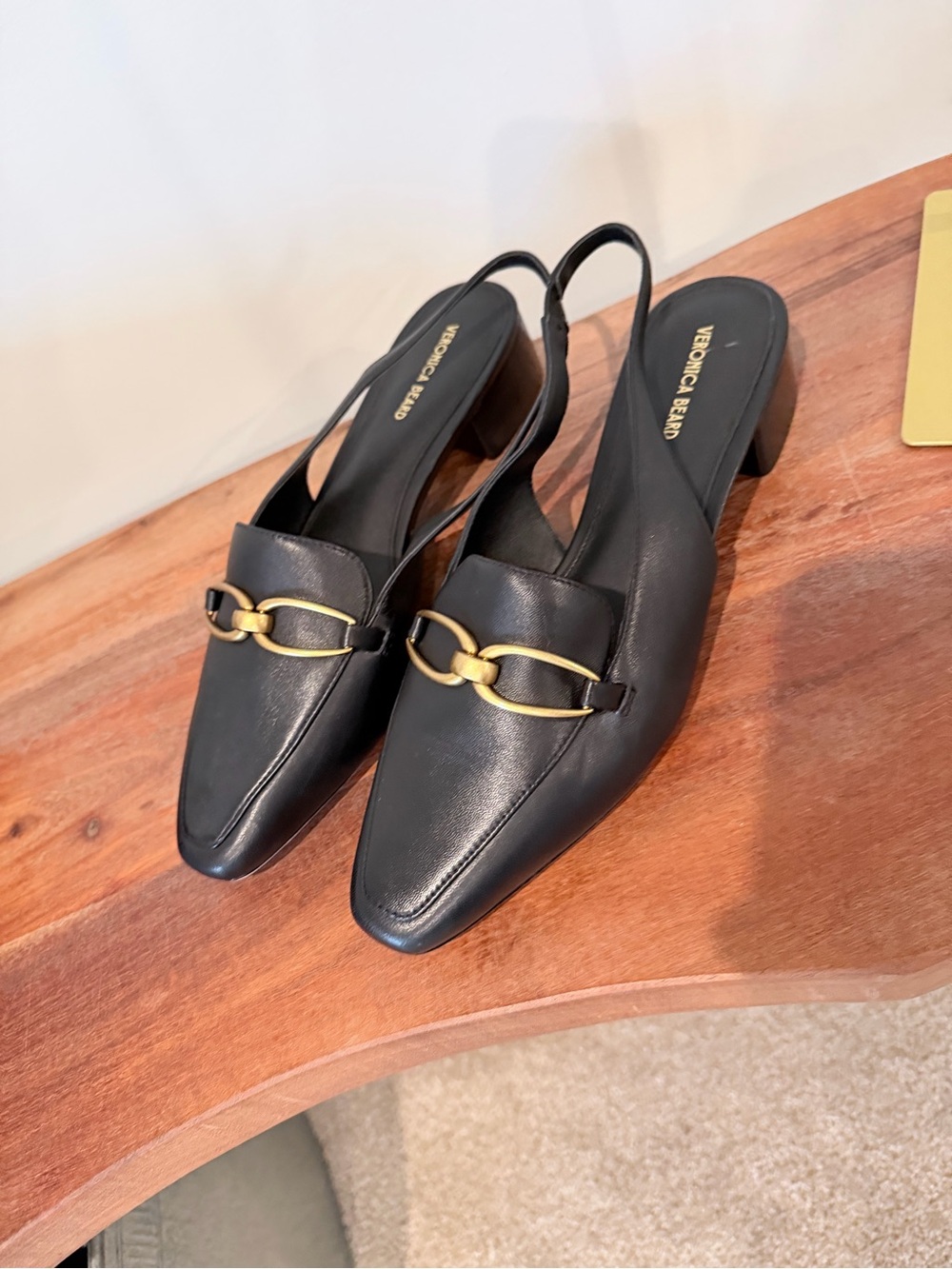 Veronica Beard Black Slingback Loafers with Gold Hardware - Women Shoes - Picture 2 of 6